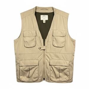 Vintage Orvis Men's Gilet 100% Cotton Khaki Fishing Hunting Safari Vest- Size XL